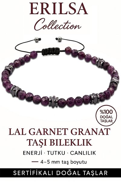 Erilsa Certified Faceted Terahertz – Garnet (Garnet/Granat) Stone Bracelet (Thin Model) – Passion, Endurance