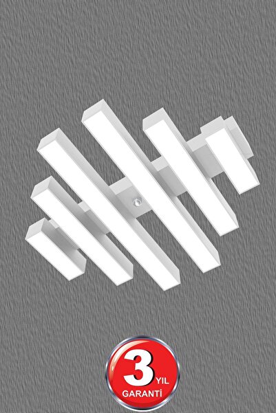 Hegza Lighting Parrılla ( Beyaz Kasa, Beyaz Işık ) Ledli Modern Plafonyer Led Avize, Salon, Mutfak, Oturma Odası