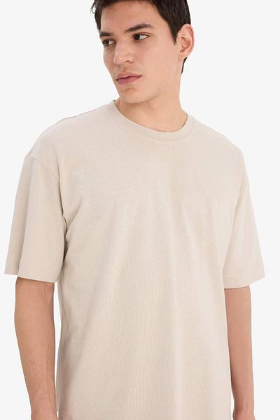 DeFacto New Season Oversize Wide Fit Crew Neck Basic μονόχρωμο κοντομάνικο μπλουζάκι