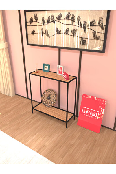 Mienmo Hüma Metal Dresuar Dekoratif Çok Raflı Kahve Köşesi Konsol Siyah Atlan...