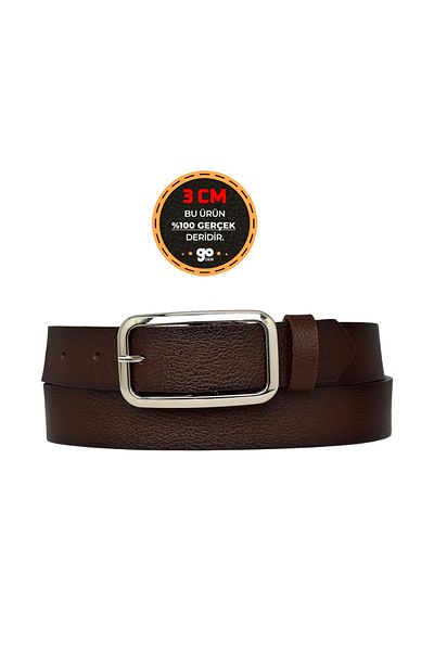 GoDeri 100% Genuine Leather, Dark Brown with Silver Buckle 3 cm Women's Belt, Trouser Belt, 3cmkdn50