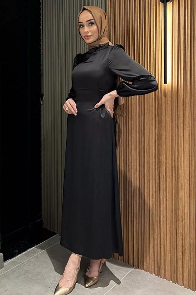 julude Μαύρο φόρεμα Hijab με δέσιμο στο πλάι