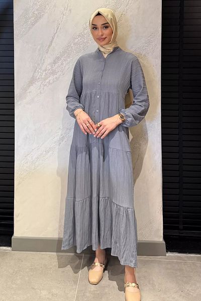 julude Φόρεμα Hijab με λεπτομέρεια με γκρι κουμπιά