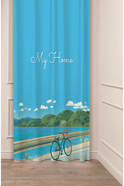 GREENDECOR Nature Blue Sea Bicycle Bohemian Patterned Special Design Digital ...