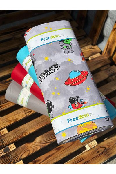 Freedom Astronaut Patterned Fabric - 100% Cotton 30 Meters 1 Ball Fabric 240 cm Width - Ranforce Fabric