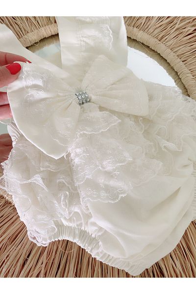 EBRU ÖZÖRGÜCÜ Girl's Lace Romper and Bandana