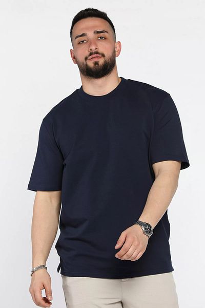 MİSHAR İTALİA Ανδρικό μπλουζάκι με λαιμόκοψη Navy Blue