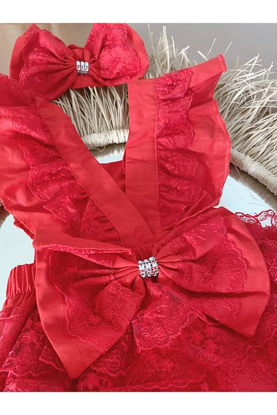 EBRU ÖZÖRGÜCÜ Girl's Lace Romper and Bandana