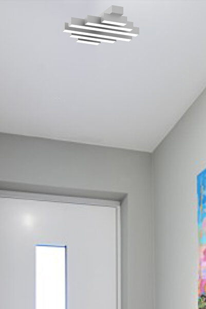 Hegza Lighting Parrılla ( Gri Kasa, Doğal Beyaz Işık ) Modern Plafonyer Led Avize, Salon, Mutfak, Oturma Odası