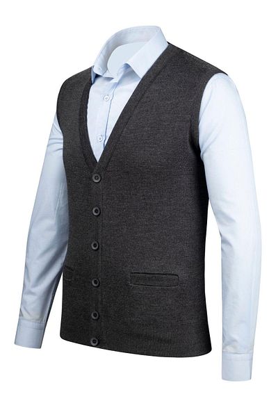 Çizgi Triko Men's Knitwear V-Neck Vest 4241L Bgl-St04038