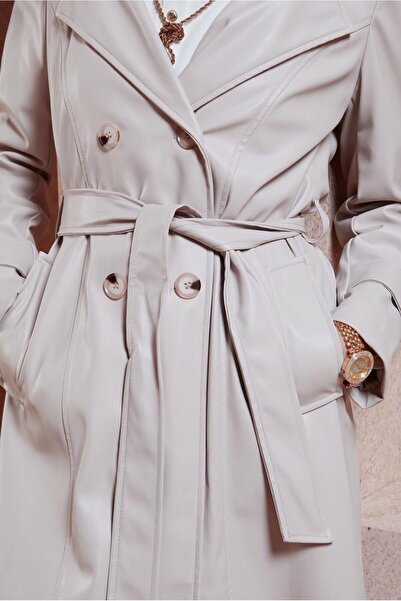 Alvina KUŞAKLI SUNİ DERİ TRENÇKOT 10908