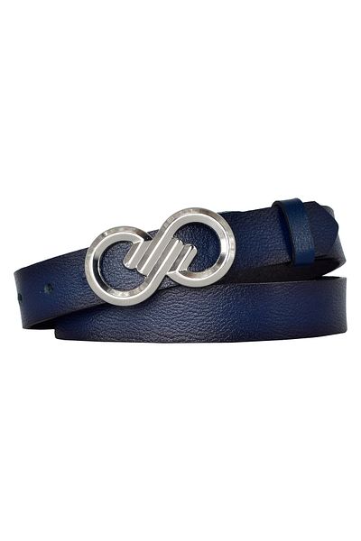 GoDeri Curea de damă din piele naturală 100% cu cataramă argintie albastru bleumarin de 3 cm - pentru rochie și pantaloni
