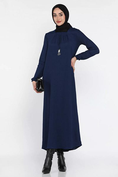julude Γυναικείο Αξεσουάρ Αστέρι Navy Blue Plus Size Φόρεμα Hijab