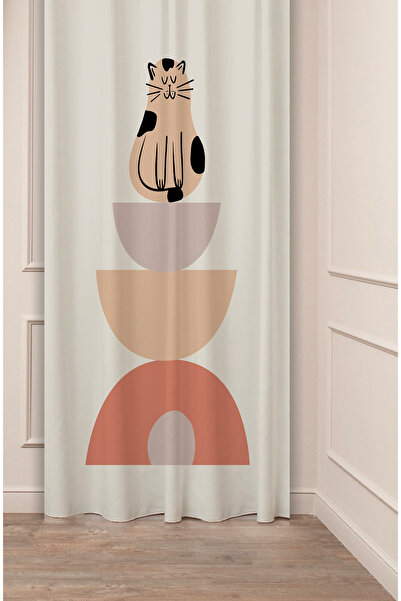 GREENDECOR Kedi Bohem Model Geometrik Çizgili Desenli Özel Tasarım Dijital Ba...