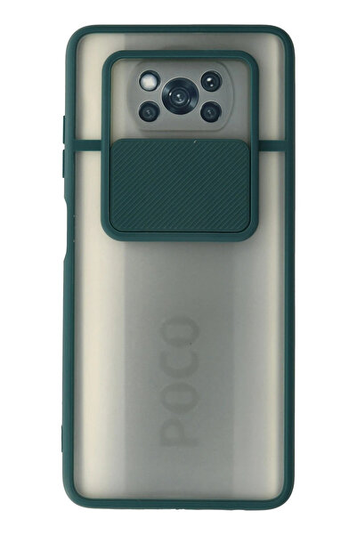 NewFace حافظة هاتف Xiaomi Pocophone X3 من السيليكون المنزلق للكاميرا Palm Frosted - أخضر SPTGL