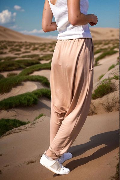 bacc Women's Beige Elastic Waist and Leg Pockets Soft Textured Shalwar Trousers Bcbsk-25700-3170