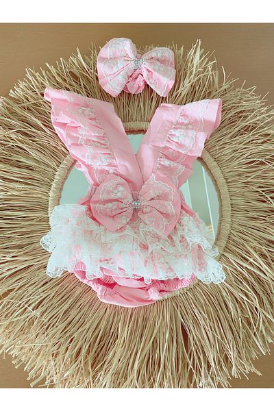 EBRU ÖZÖRGÜCÜ Girl's Lace Romper and Bandana