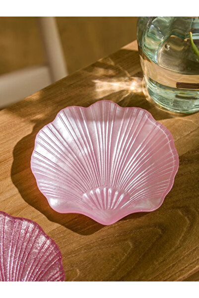 LC Waikiki Set of 2 Glass Snack Bowls with Pink Seashell Figures - 13 cm