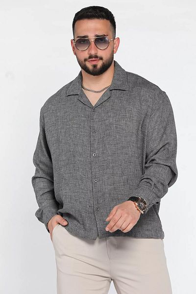 MİSHAR İTALİA Мъжка лятна риза Smoke Oversized с отворена яка