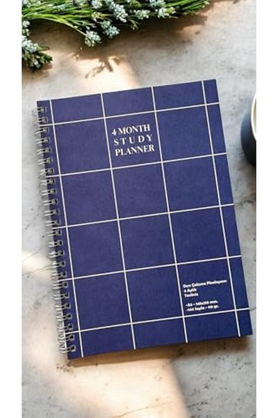 STOREMAX Muartshop Promotion 4 Monthly Spiral Undated Study Planner, A5 Size (Navy Blue)
