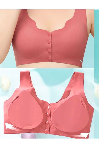SATTENS Laser Bra - Front Button Laser Cut Seamless Sweat-Proof Bra with Pad