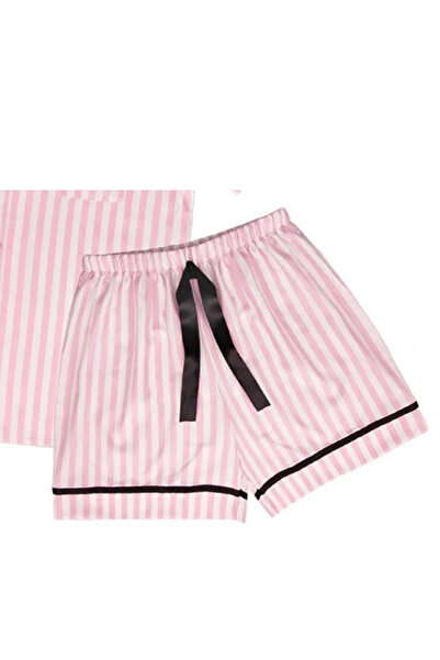 ZENCHES kadın kısa kollu şortlu rahat günlük şık pijama takımı