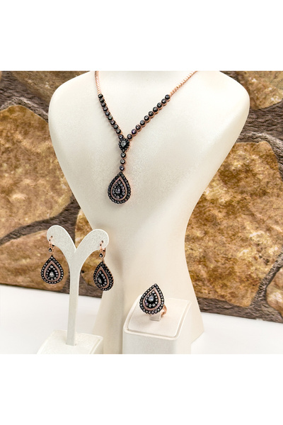 Livora Jewelry Elmas Montür Rosegold Özel Üretim Gümüş Set Takım - LVRSET12