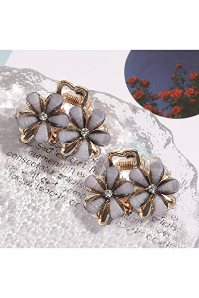 İnDerin Agrafă de păr elegantă, cu flori din metal, cu 2 bucăți de piatră de cristal, pentru femei.