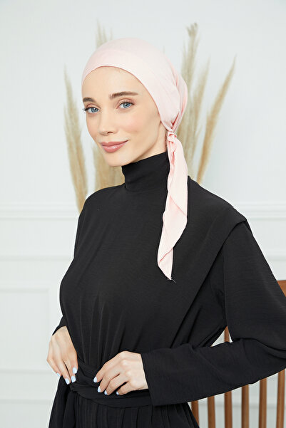 HIJAB VIP توربان قطني ربط من الخلف - وردي