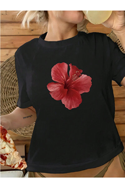 Framgan Kadın Y2K Stil Çiçek Baskılı Kısa Kollu Tişört