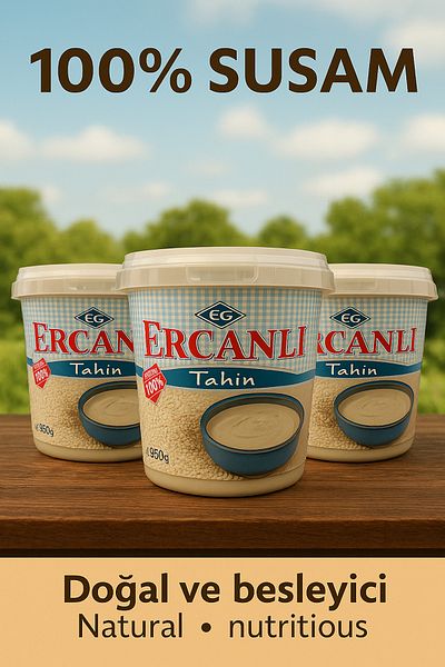 ERCANLI Meşhur Denizli Kale Tahini 950 g X 3 Pieces (100% Sesame)