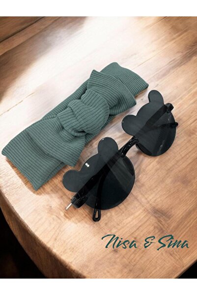 NİSASİNA مجموعة نظارات الدببة الملونة وعصابة شعر مضلعة مكونة من قطعتين