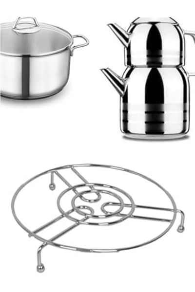 STOREMAX Ntwork Home Metal Leg Round Stainless Trivet, Chrome Plated, Stylish and Durable Table Protector