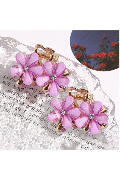 İnDerin Agrafă de păr elegantă, cu flori din metal, cu 2 bucăți de piatră de ...