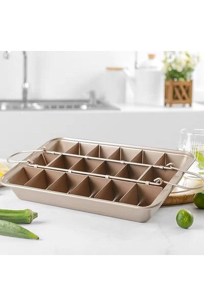 STOREMAX Nffashopm 18-Eye Adjustable Carbon Steel Brownie Cake Mold – Non-Stick Coating, Rust