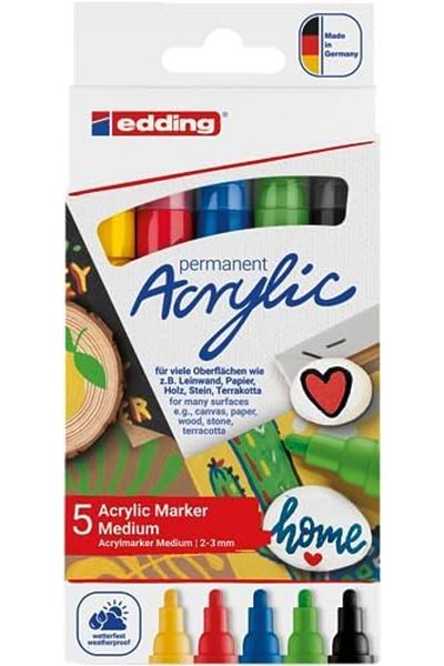STOREMAX Svticaret 5100 Acrylic Marker - Black Red Blue Yellow Yellow-Green - Acrylic Markers 5 St