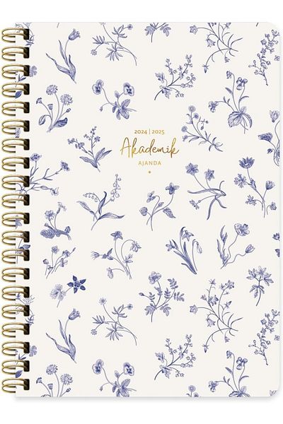 STOREMAX Muartshop Color 17 * 24 Spiral Academic Agenda - Blue Flowers 871301