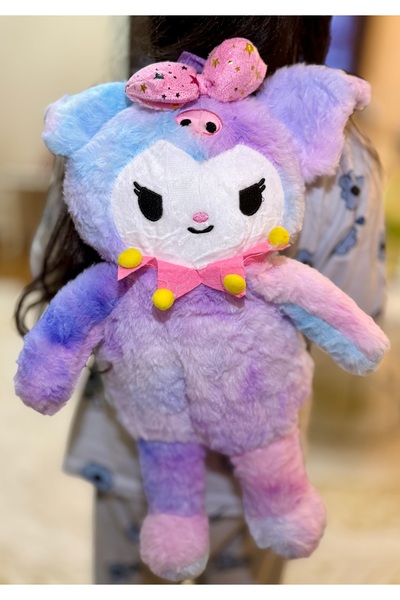 DF ToyShop Rucsac de pluș colorat KUROMI 50 CM GEANTĂ PENTRU COPII