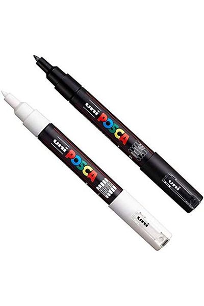 STOREMAX Svticaret Pc-1M Paint Art Marker Pens - Fabric Glass Metal Pen - Black + White (Each