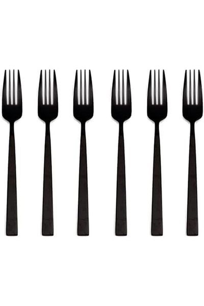STOREMAX Sellbuystore Quantum Mat Black Dessert Fork 16cm 6Pcs 1053513