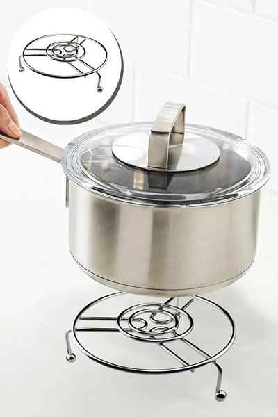 STOREMAX Ntwork Home Metal Leg Round Stainless Trivet, Chrome Plated, Stylish and Durable Table Protector