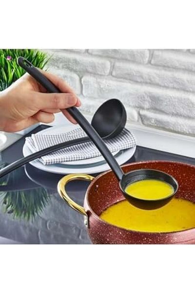 STOREMAX Jvnnastore 4 Piece Fireproof Non-Stick Teflon Coated Serving Set Ladle Colander Spatula Spoon Plastic