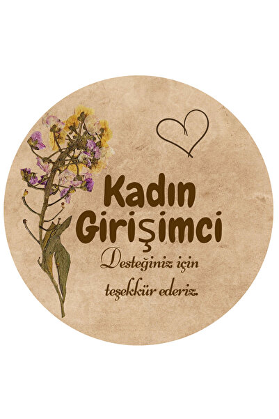 Dekals 20li Etiket 'Kadın Girişimci Desteğiniz için Teşekkürler' Yazılı Yapışkanlı Sticker Küçük Boy