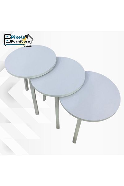 PixelsFurniture Pixel Furniture 3 Piece Round Coffee and Tea Serving Table Set