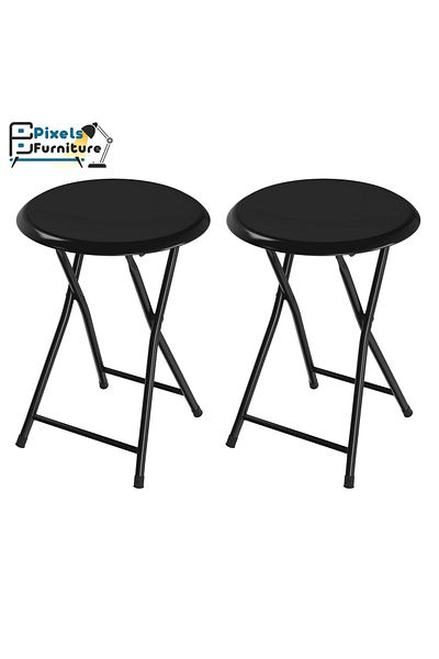 PixelsFurniture Pixel Furniture 2-Piece Folding Home Bench Set - Heavy Duty Round Padded Folding Bench