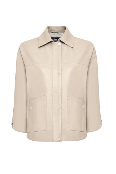 Derimod Karen Women's Beige Oversize Leather Jacket 23Sge5090U4