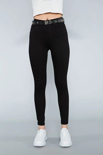 TugsatTasarTekstil High Waist Black Narrow Leg Super Skinny Fit Women's One Size Slimming Pants