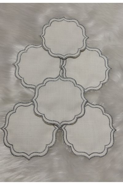 Store Coffee Presentation Napkin Silver Double Strip 6 Pieces