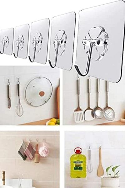 STOREMAX Mu-Artshop Self Adhesive Transparent Hanger Set of 5 Floral Hanger Home Decoration 1420 Tnca 87