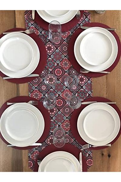 STOREMAX Sellbuystore Izmir American Service, 6-Piece Supla and Runner Burgundy Ceramic Tk 1053513